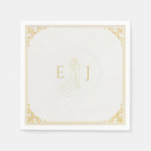 Elegante witte bruiloft servet met aangepaste Init (Voorkant)