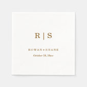 Elegante witte bruiloft servet met bruin monogram (Voorkant)