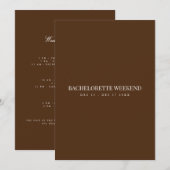 Elegante Witte & Bruine Bachelorette Weekend Kaart (Voorkant / Achterkant)