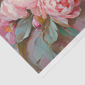 Elegante Witte Bunny & Roze Pioenen Decoupage Tissuepapier (Detail)