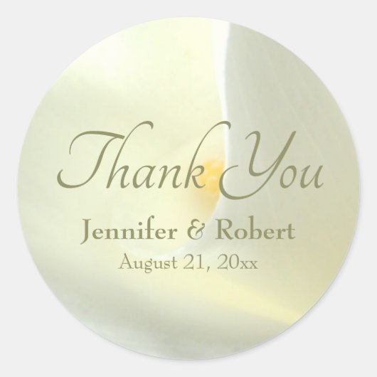 Elegante witte Calla-lelie bedanksticker Ronde Sticker (Voorkant)