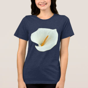 Elegante witte Calla-lelie effen marineblauwe T-sh Tri-Blend Shirt