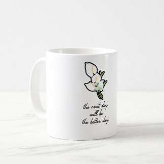 Elegante Witte Calla lelie Inspirerende Spreuk Koffiemok