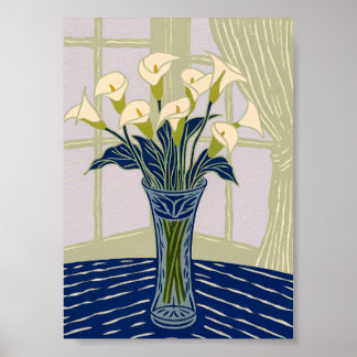 Elegante Witte Calla Lelie Kunstprint Minimalistis Poster