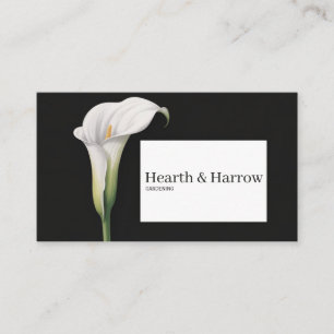 Elegante Witte Calla Lelie Minimalistische Zwarte Visitekaartje