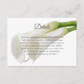 Elegante witte Calla Lilies Bruiloft Details Info Informatiekaartje (Voorkant)