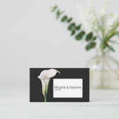 Elegante witte Calla Lily Black Botanical Visitekaartje (Staand voorkant)
