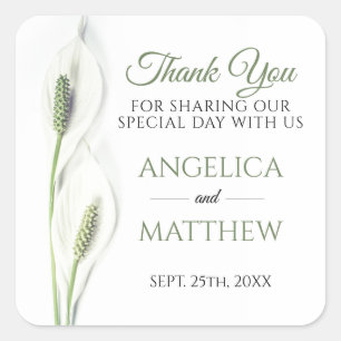 Elegante witte Calla Lily Bloemen Bloemen Bloemen  Vierkante Sticker