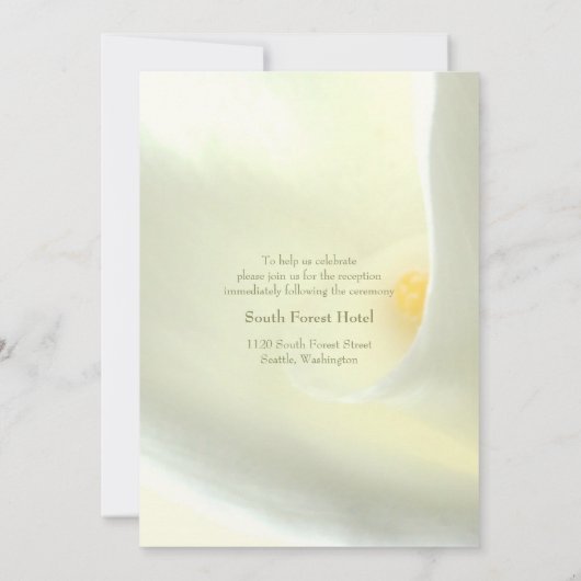 Elegante witte Calla Lily bruiloft uitnodiging (Achterkant)