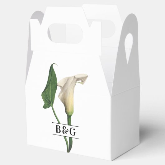 Elegante witte Calla Lily Groene Botanische Bruilo Bedankdoosjes (Geopend)