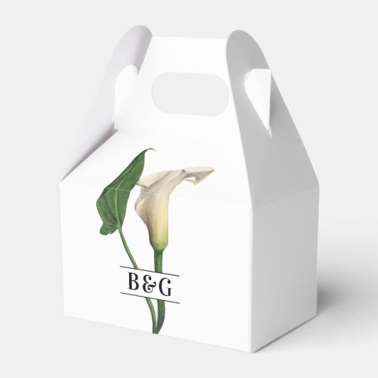 Elegante witte Calla Lily Groene Botanische Bruilo Bedankdoosjes (Voorkant Zijde)