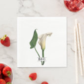 Elegante witte Calla Lily Groene Botanische Bruilo Servet (Insitu)