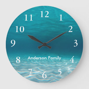 Elegante witte cijfers onderwater foto gepersonali grote klok