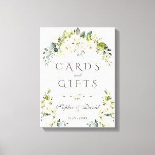 Elegante Witte Crème Bloemkaarten & Huwelijkscadea Canvas Afdruk