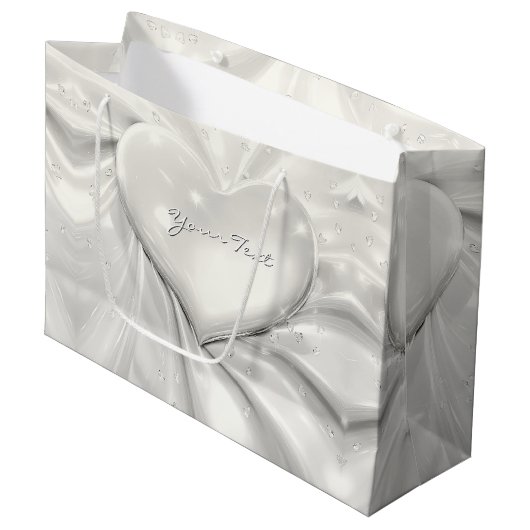 Elegante witte crème hart cadeautas (Voorkant Gekanteld)