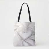 Elegante Witte Crème Hart Tote Tas (Voorkant)