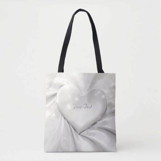 Elegante Witte Crème Hart Tote Tas (Voorkant)