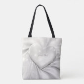 Elegante Witte Crème Hart Tote Tas (Achterkant)