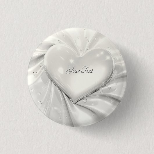 Elegante witte crème hartknoop ronde button 3,2 cm (Voorkant)
