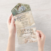 Elegante witte crème pioen bloemenfoto website all in one uitnodiging (Afscheurbaar)