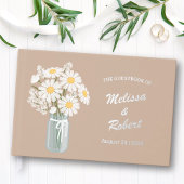 Elegante Witte Daisies Mason Jar Bruiloft Folie Be Gastenboek