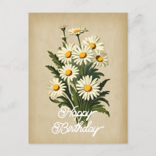 Elegante Witte Daisy Flower Happy Birthday Briefkaart