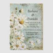 Elegante Witte Daisy Foto QR Code Huwelijk Vellum Uitnodigingen (Voorkant)
