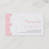 Elegante witte  Damasks roze kant Visitekaartje (Achterkant)