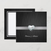 Elegante (Witte) Damasten Trouwuitnodigingen met M Kaart (Voorkant / Achterkant)