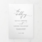 Elegante Witte Drie-voudige Trouwprogramma Brochur Drieluik Programma (Cover)