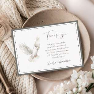 Elegante Witte Duif Roukaart Bedankkaart
