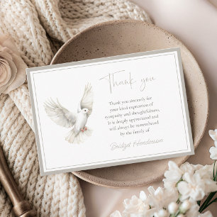 Elegante witte duif rouwkaart bedankje bedankkaart