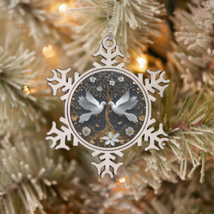 Elegante Witte Duiven Boom des Levens Ornament
