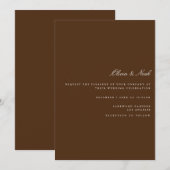 Elegante witte en bruine bruiloft uitnodiging Kaar (Voorkant / Achterkant)