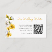 Elegante witte en gele bloemen bruiloft website QR Informatiekaartje (Achterkant)