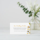 Elegante witte en gele bloemen bruiloft website QR Informatiekaartje (Staand voorkant)