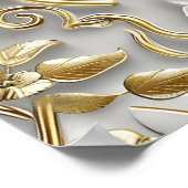 Elegante witte en gouden 3D bloemenmuurkunst Poster (Hoek)