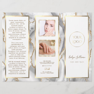 Elegante witte en gouden agaat brochure