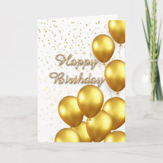 Elegante witte en gouden ballon verjaardagskaart kaart