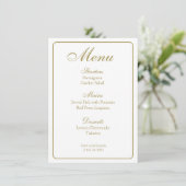 Elegante witte en gouden bruiloft menu's (Staand voorkant)