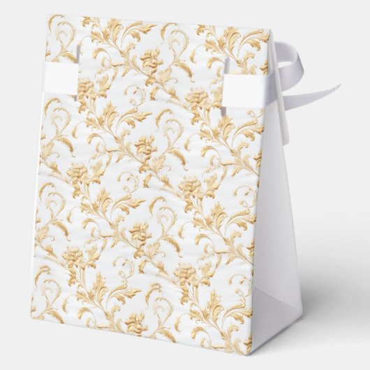 Elegante witte en gouden damast bedankdoosjes (Achterkant)