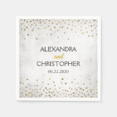 Elegante witte en gouden folie Confetti bruiloft Servet (Voorkant)