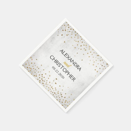 Elegante witte en gouden folie Confetti bruiloft Servet (Hoek)