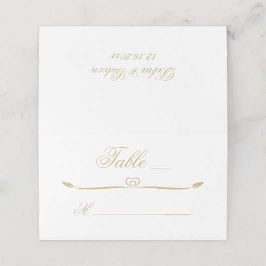 Elegante witte en gouden hart bloeien bruiloft (Buitenkant ongevouwen)