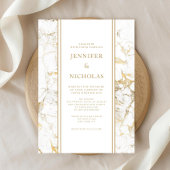 Elegante witte en gouden marmeren bruiloft kaart