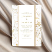 Elegante witte en gouden marmeren bruiloft kaart