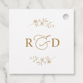 Elegante witte en gouden monogram trouwkaart bedan bedankjes labels