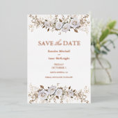 Elegante witte en gouden Rozen  Crest bruiloft Folie Uitnodiging (Staand Voorkant)