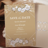 Elegante witte en gouden Rozen Crest bruiloft Save The Date