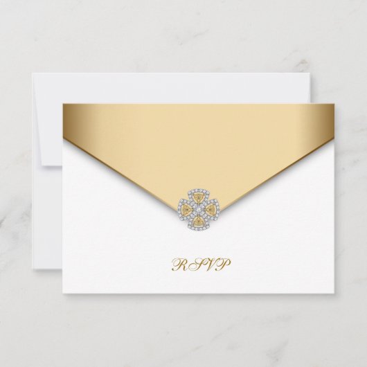 Elegante witte en gouden RSVP (Voorkant)